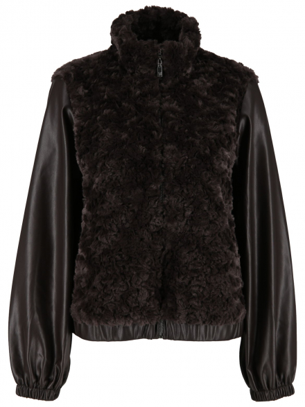 Monari – Monari - Webpelzjacke mit Kunstleder