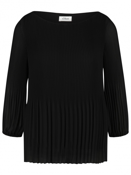 S.Oliver Black L. – S.Oliver Black L. - Plisseebluse mit U-Boot-Ausschnitt