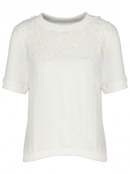 Rich & Royal – Rich &amp; Royal - Strickshirt mit Blumenapplikation