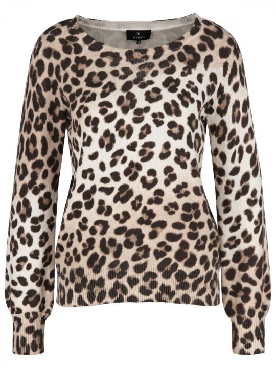 Monari - Strickpullover mit Leo-Print