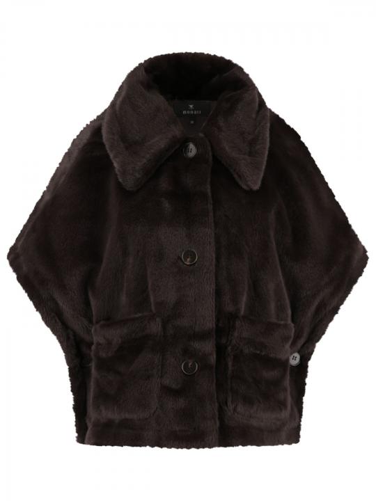 Monari - Webpelz-Cape mit aufgesetzten Taschen