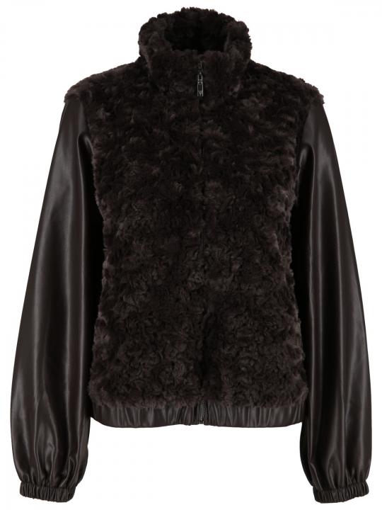 Monari - Webpelzjacke mit Kunstleder