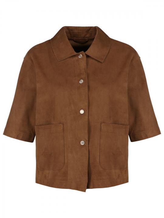 Milestone - Kurzarmbluse aus Veloursleder