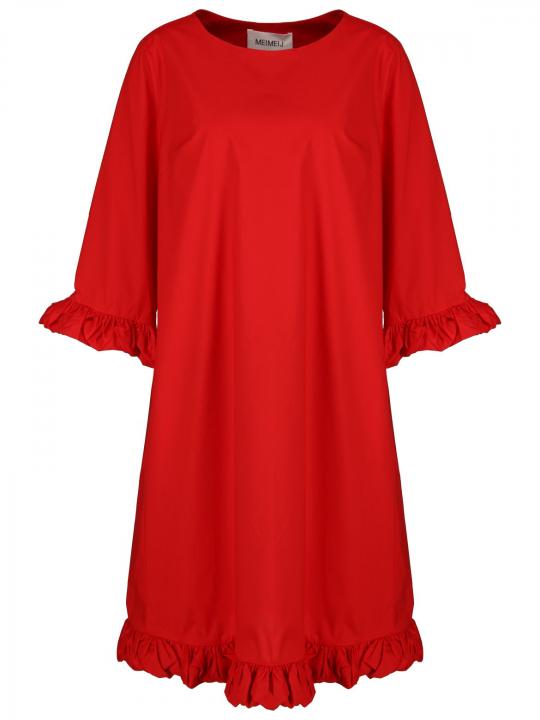 Meimeij - Popelinekleid mit Ballonsaum