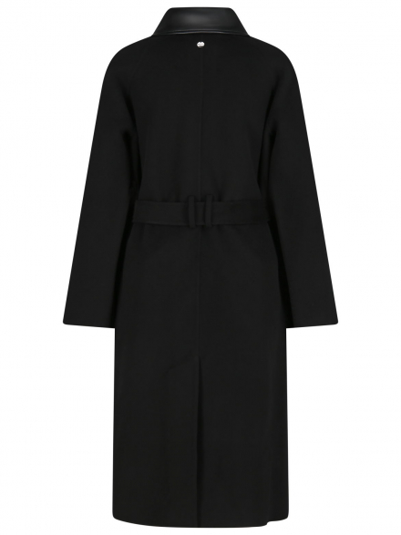 Marc Cain – Marc Cain - Wollmantel mit Kunstleder-Details