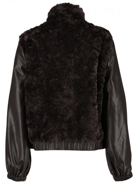 Monari - Webpelzjacke mit Kunstleder