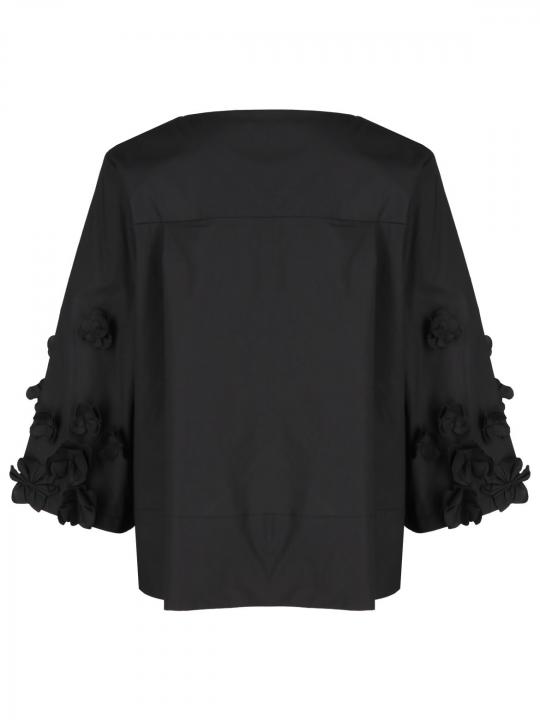 Meimeij - Bluse mit Blumenapplikation