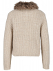 Oui - Strickjacke mit Fake Fur-Kragen