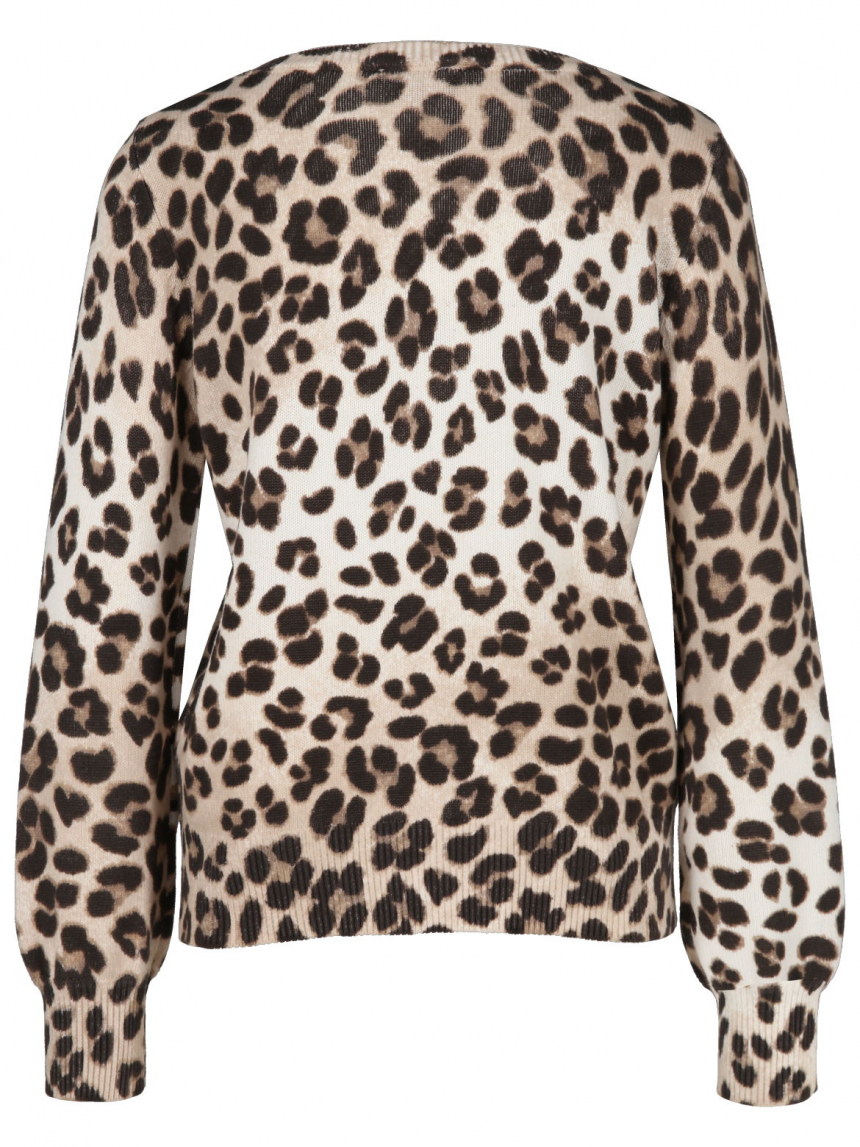 Monari - Strickpullover mit Leo-Print