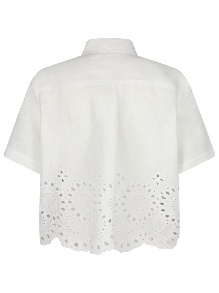 Rena Marx - Leinenbluse mit Broderie Anglaise