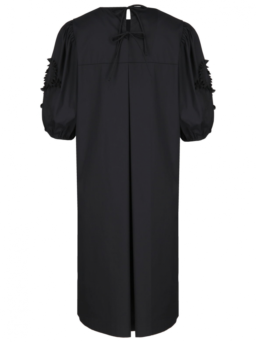 Rena Marx - Popeline-Kleid mit Blumen-Applikation