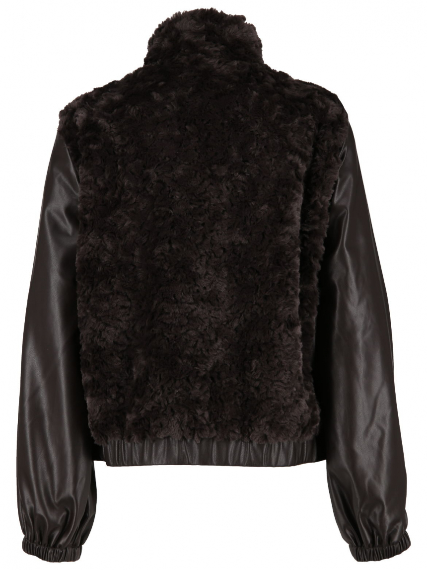 Monari - Webpelzjacke mit Kunstleder