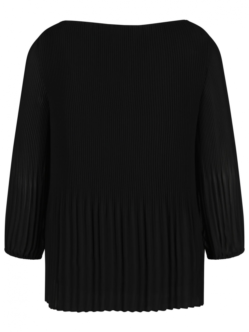 S.Oliver Black L. - Plisseebluse mit U-Boot-Ausschnitt