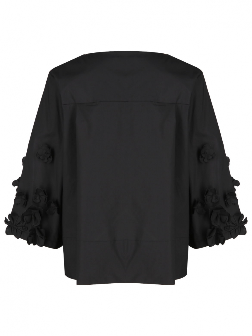 Meimeij - Bluse mit Blumenapplikation