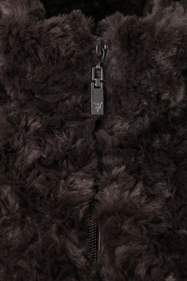 Monari - Webpelzjacke mit Kunstleder