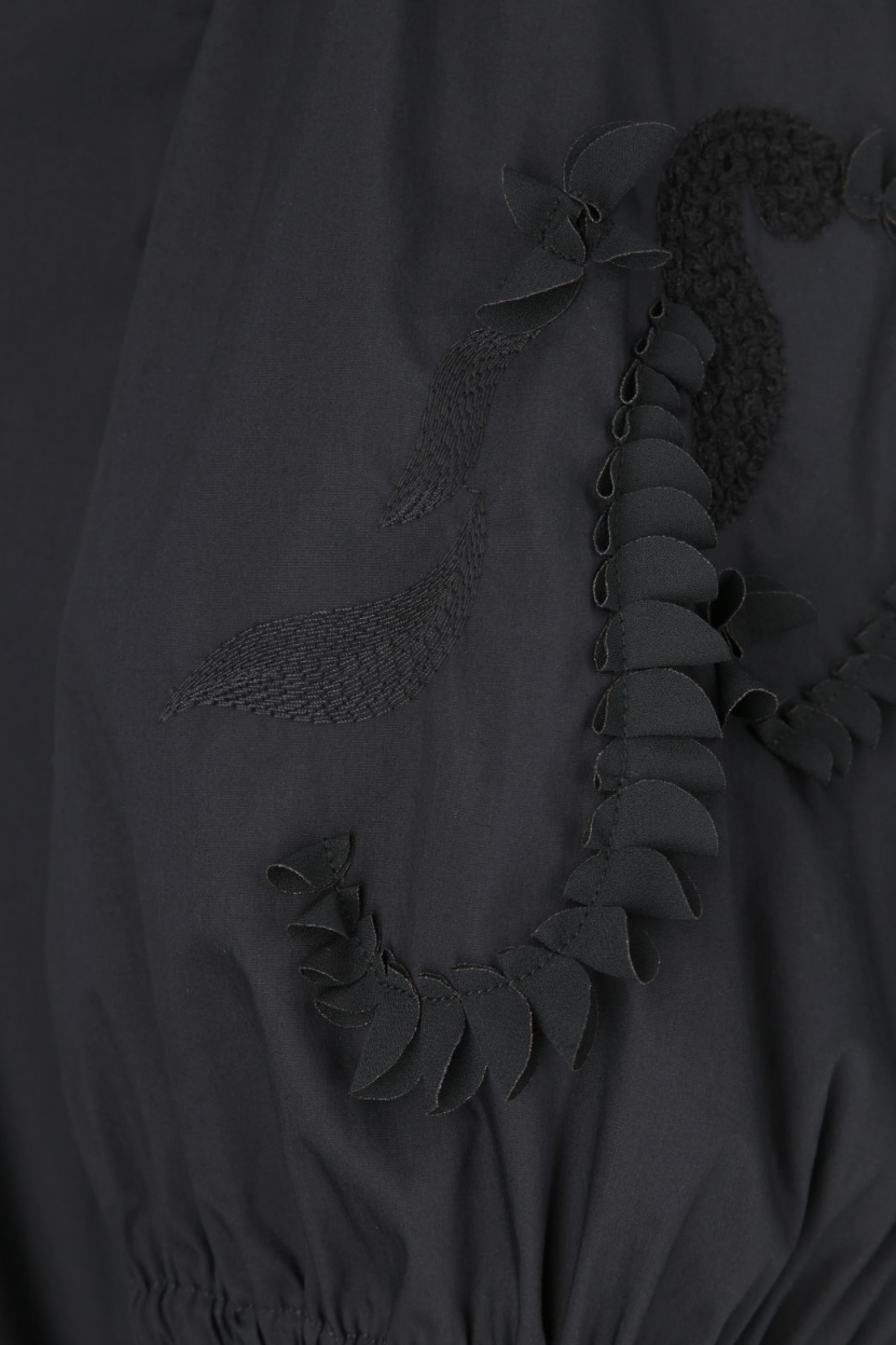 Rena Marx - Popeline-Kleid mit Blumen-Applikation