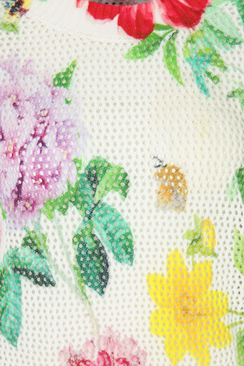 Chelsea Rose - Lochstrick-Pullover mit Print