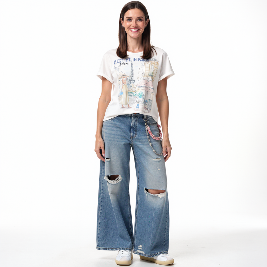 Cambio - Wide Leg Jeans PALAZZO CROPPED