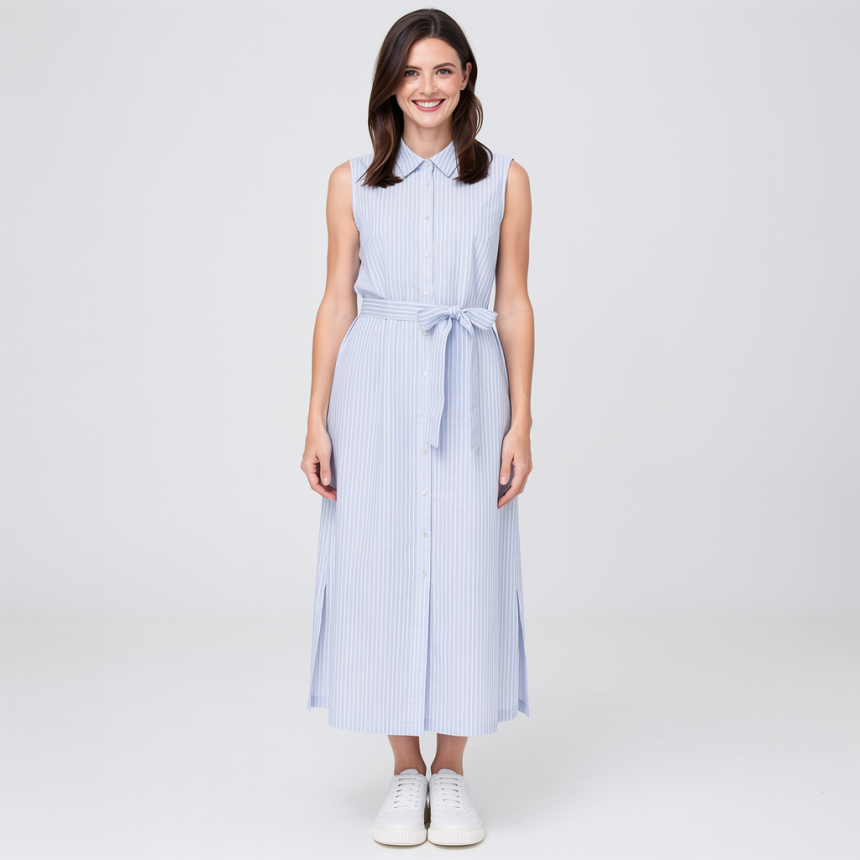 120% Lino - Hemdblusenkleid aus Leinen