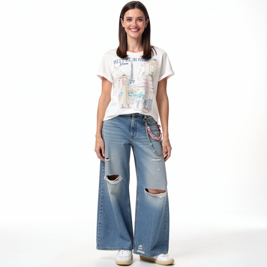 Cambio - Wide Leg Jeans PALAZZO CROPPED