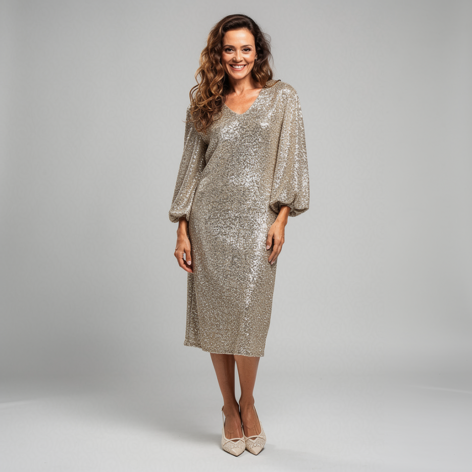 S.Oliver Black L. - Paillettenkleid mit V-Ausschnitt