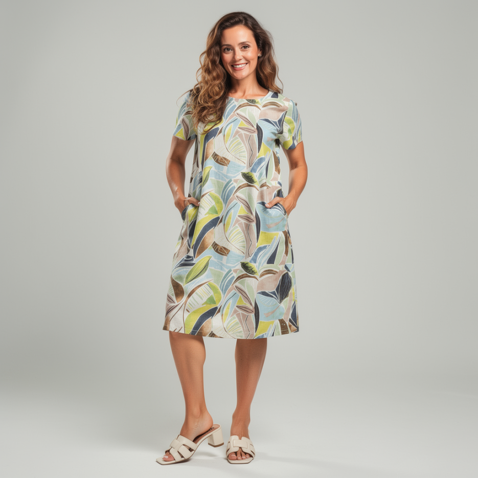 Chelsea Rose - Leinenkleid mit Print