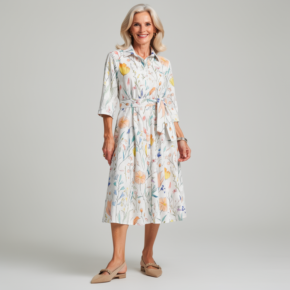 Rena Marx - Hemdblusenkleid mit Stickerei