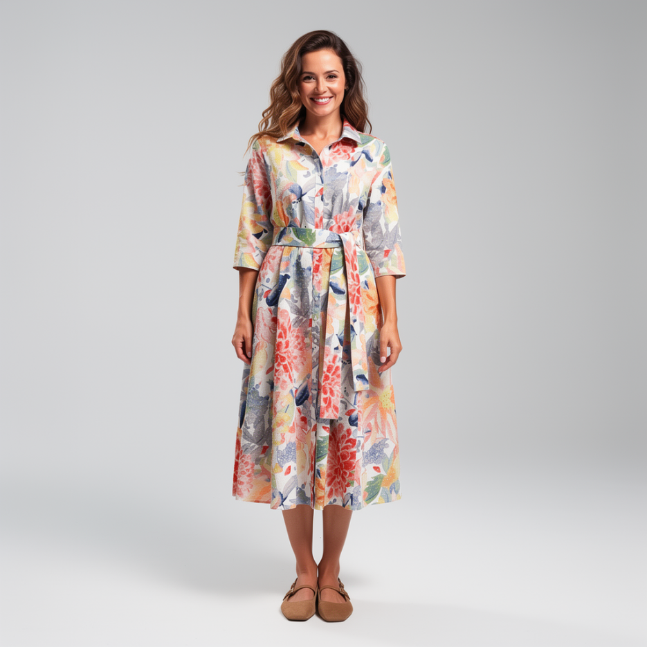 Rena Marx - Hemdblusenkleid mit Print