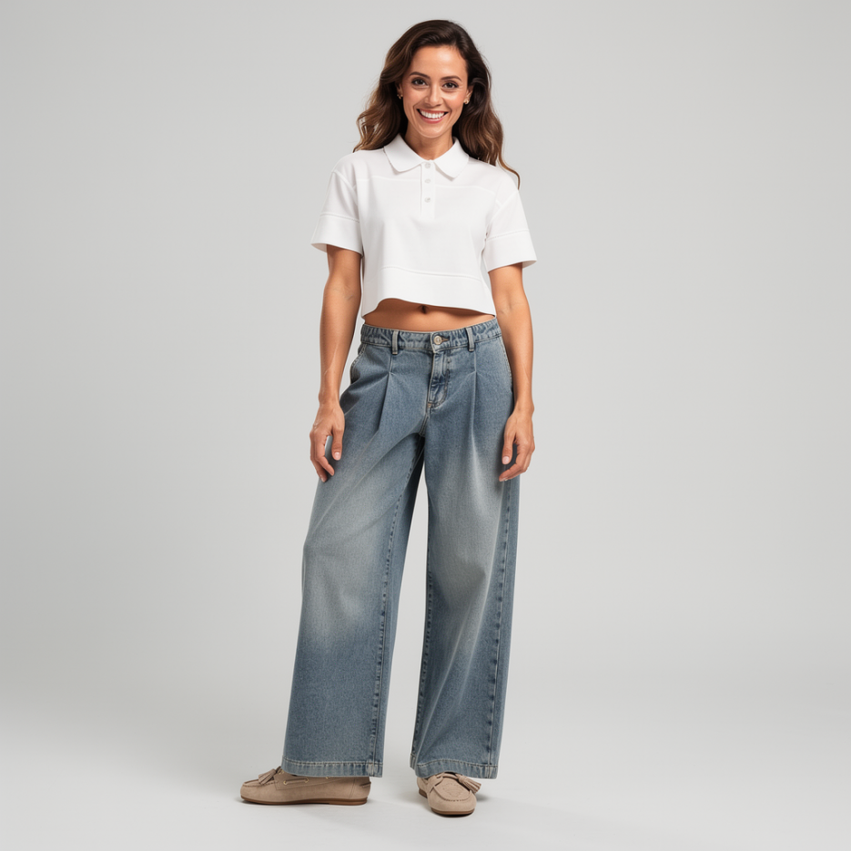 Luisa Cerano - Wide Leg Jeans mit Bundfalten