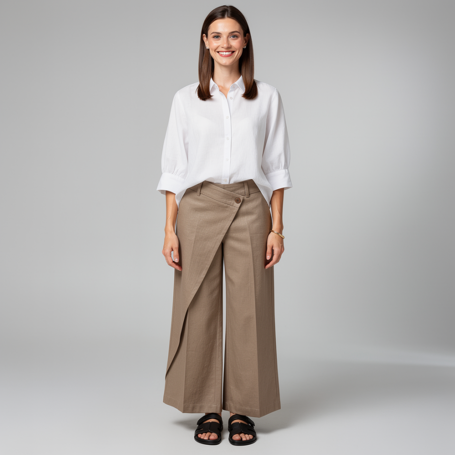 Rossana Diva - Leinenbluse mit weitem Arm