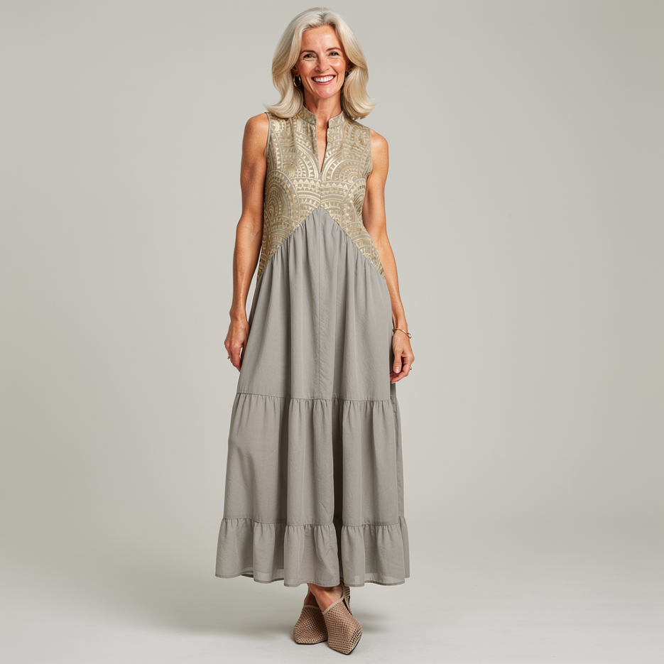Greek Archaic Kori - Maxikleid mit Stickerei