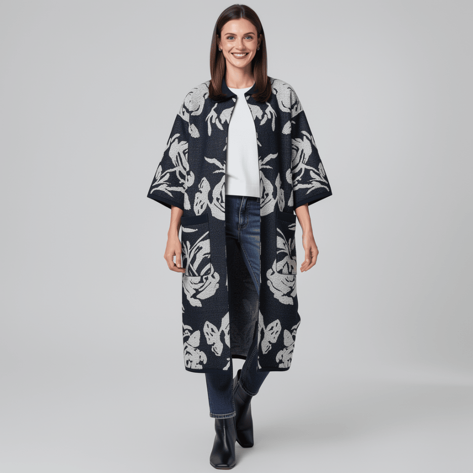 Liviana Conti - Strickmantel mit Blumenmuster