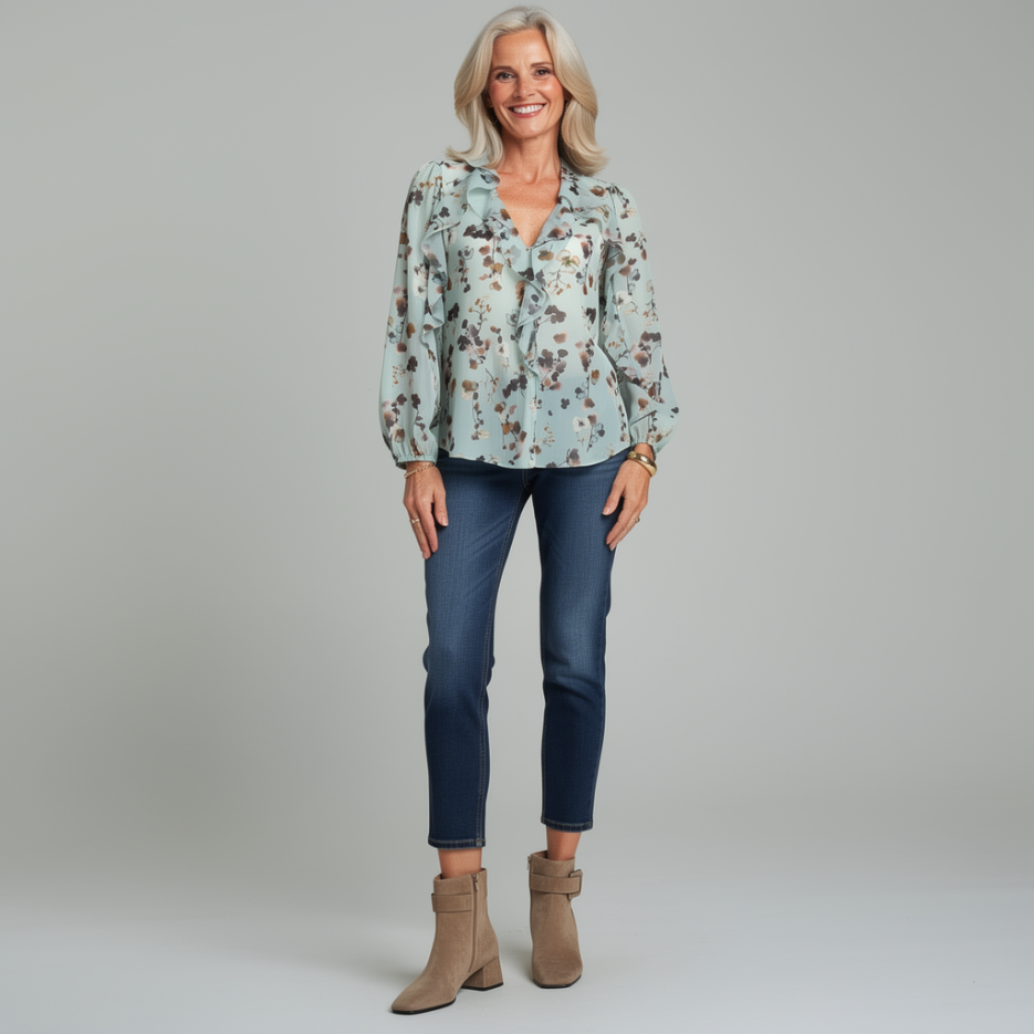Marc Cain - Volantbluse mit Print