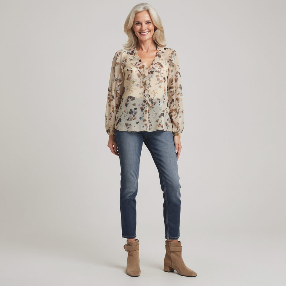 Marc Cain - Volantbluse mit Print