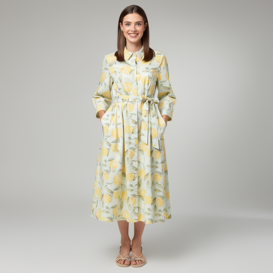 Oui - Hemdblusenkleid mit Print
