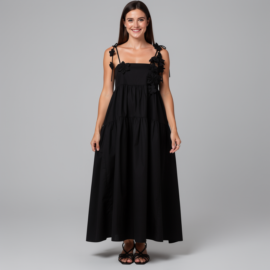 Meimeij - Maxikleid mit Spaghettiträgern