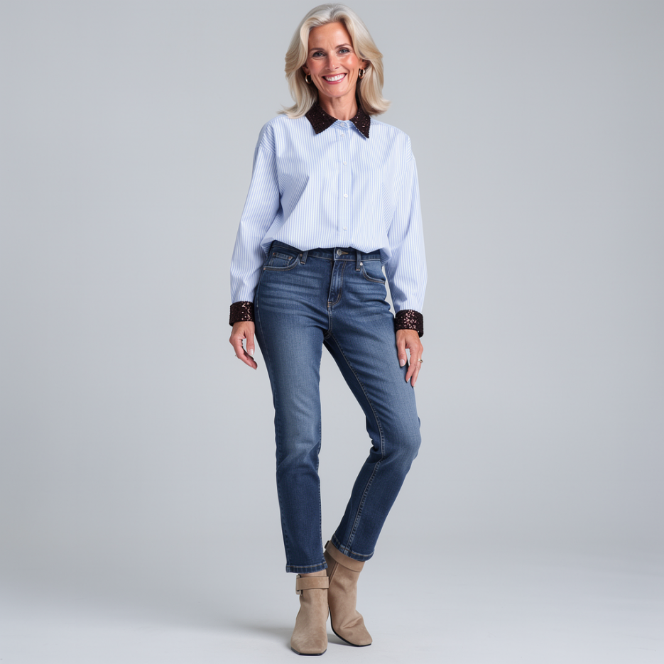 Rossana Diva - Hemdbluse mit Paillettendetails