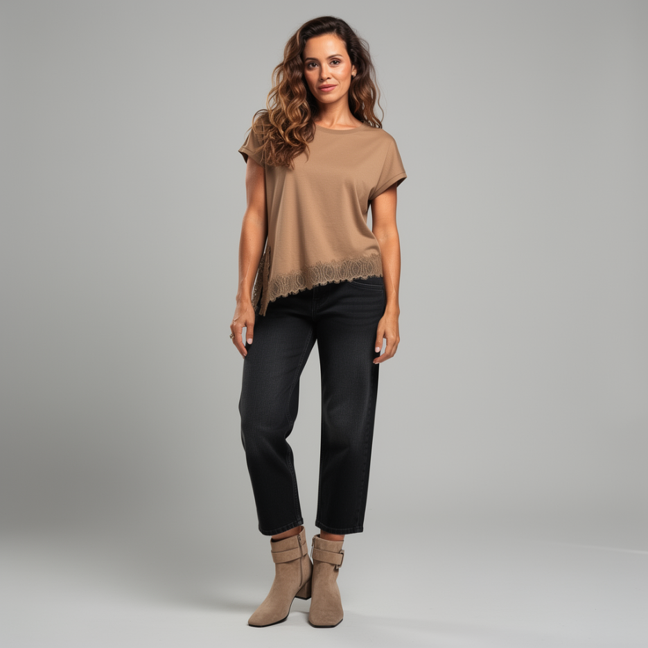 Luisa Cerano - T-Shirt mit Spitze