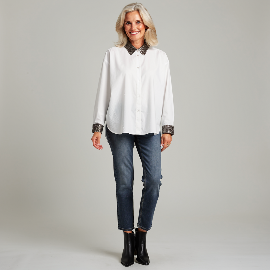 Rossana Diva - Hemdbluse mit Paillettendetails