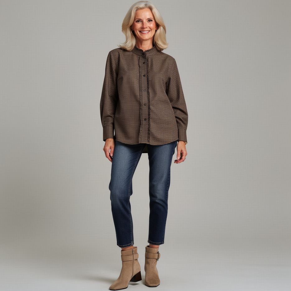 Rossana Diva - Stehkragenbluse mit Vichymuster