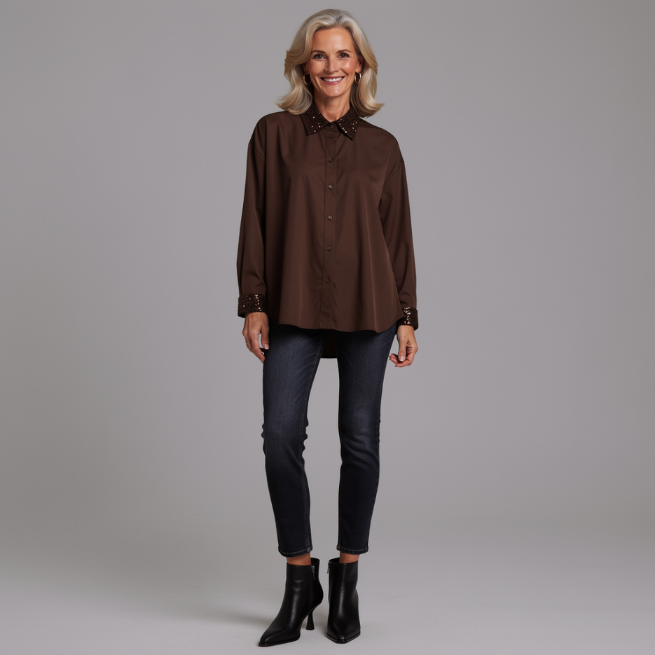 Rossana Diva - Hemdbluse mit Paillettendetails