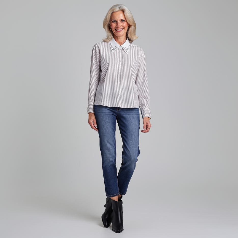 Shirtaporter - Hemdbluse mit Strassdetail