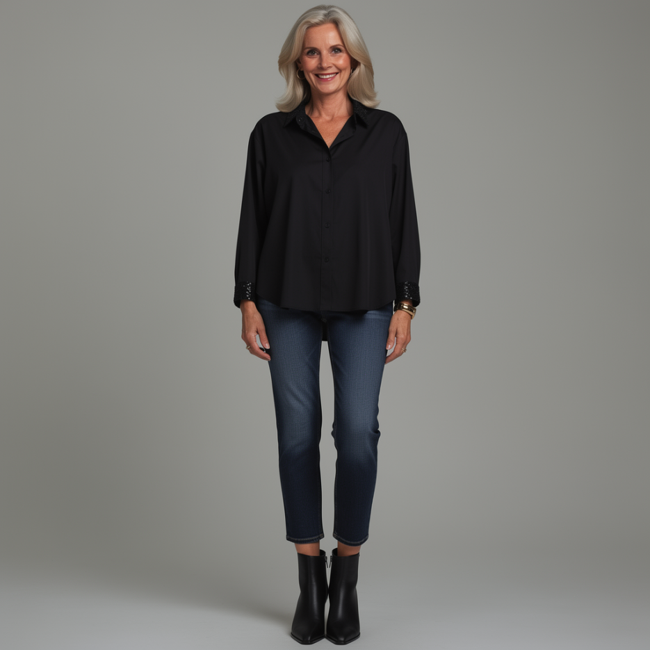 Rossana Diva - Hemdbluse mit Paillettendetails