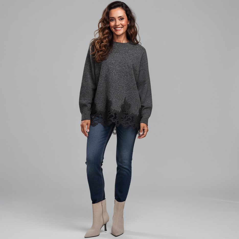 Icona - Pullover mit Spitzendetail