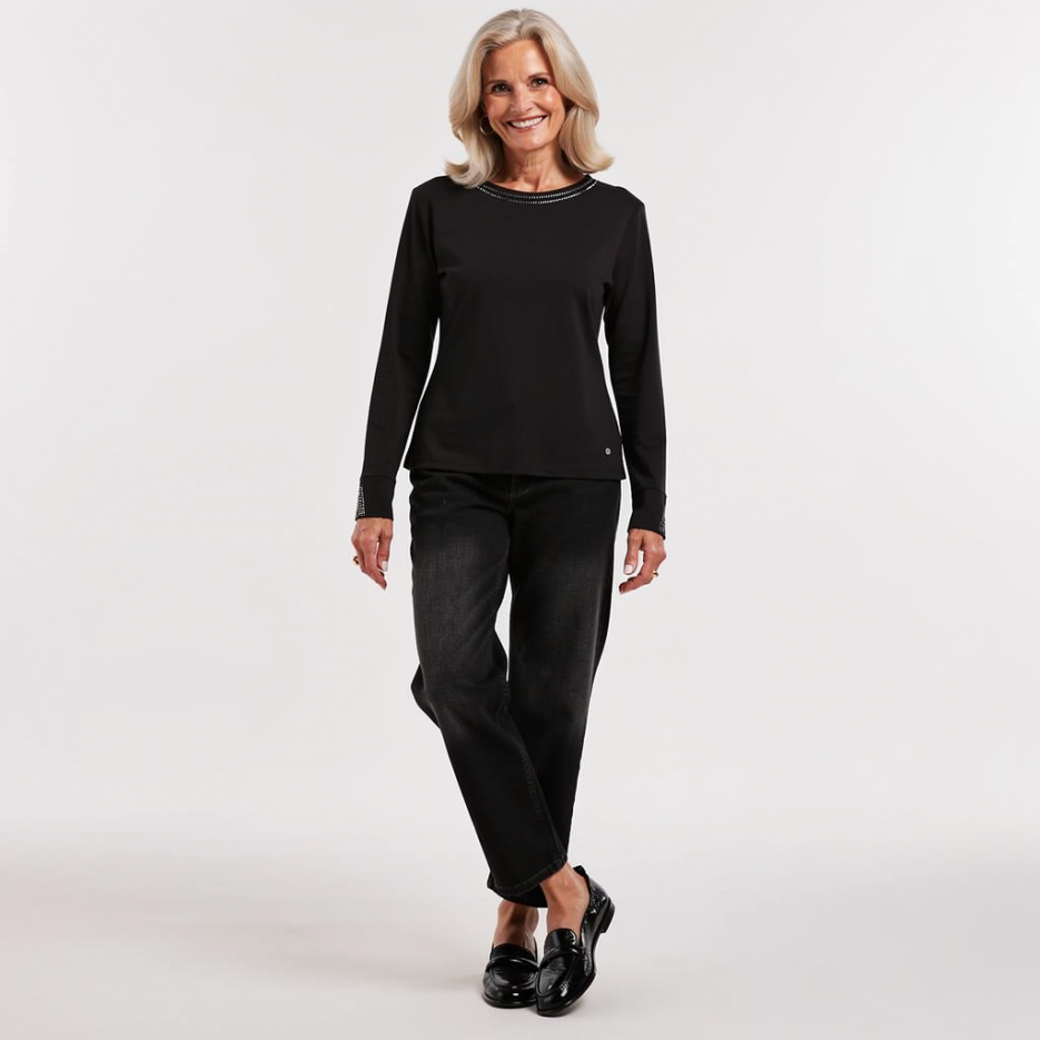 Monari - Langarmshirt mit Strassdetails