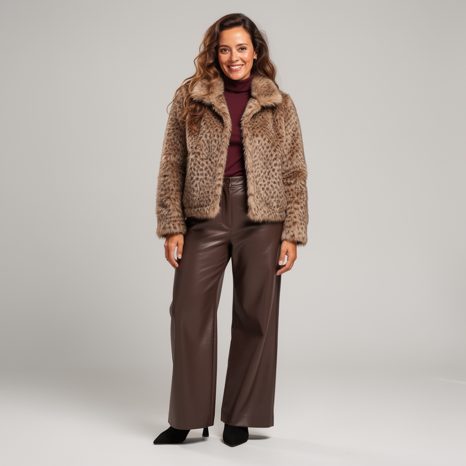 Rich &amp; Royal - Webpelzjacke mit Leoprint