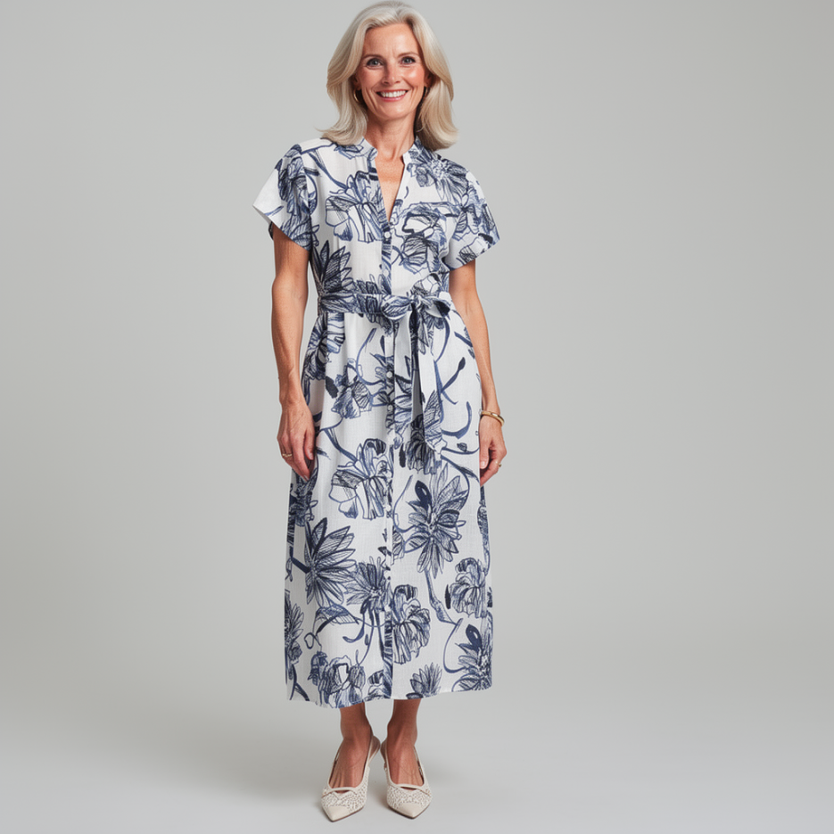 120% Lino - Leinenkleid mit Print